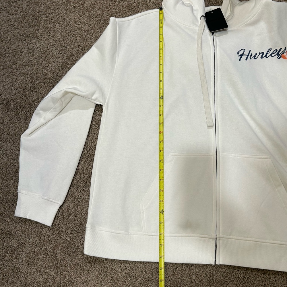 Hurley White Ivory Women’s Zip Up Hoodie Hawaiian Print Size 1X New NWT $70 - Picture 7 of 8